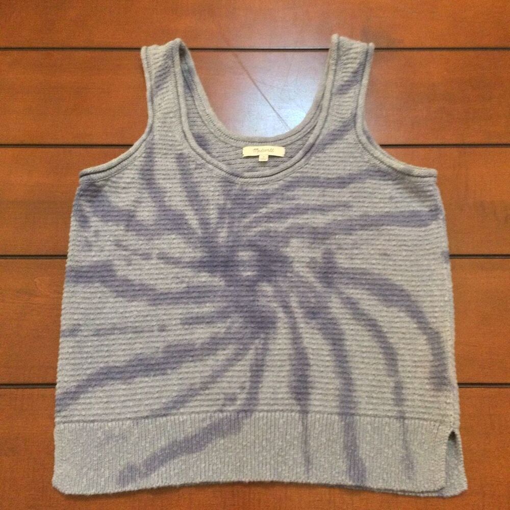 Madewell Fairview tie-dye sweater tank sleeveless medium blue 100% cotton